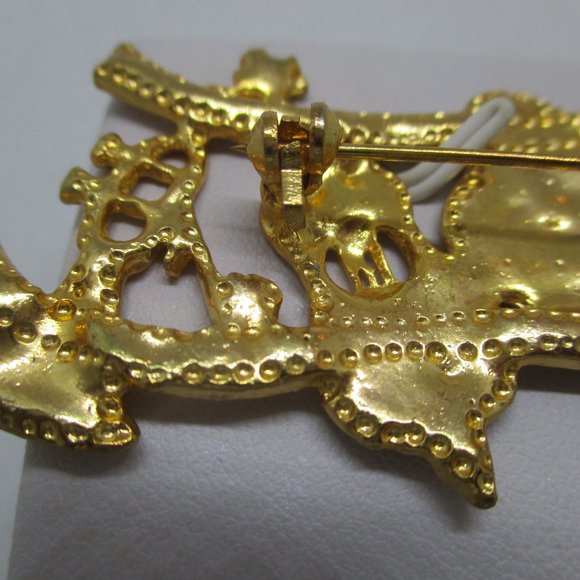 Musical Brooch Matt Gold Musical Instrument Brooch Musical Scale G Clef Notes - Picture 6 of 8